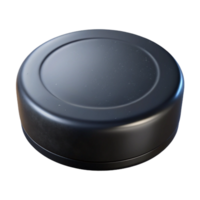 spectacular nostalgic art deco Hockey puck, black rubber, scuffeanscratched, studio lighting, front view, isolateon transparent background,high-resolution product photography museum quality png