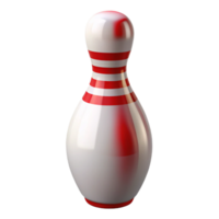 hypnotic ethereal industrial Bowling pin, white with restripes, glossy finish, studio lighting, front view, isolateon transparent background,high-resolution product photography detailed png