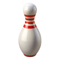 dazzling unparalleleBowling pin, white with restripes, glossy finish, studio lighting, front view, isolateon transparent background,high-resolution product photography png