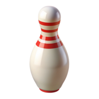 iconic minimalist Bowling pin, white with restripes, glossy finish, studio lighting, front view, isolateon transparent background,high-resolution product photography genuine png