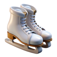 standout geometric Ice skates, white leather boots, sharp blades, studio lighting, isolateon transparent background,high-resolution product photography handcrafted png