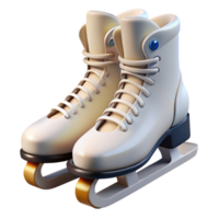 sumptuous distinguisheIce skates, white leather boots, sharp blades, studio lighting, isolateon transparent background,high-resolution product photography png