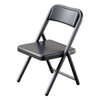 ethereal beautiful Simple metal folding chair, matte black finish, studio lighting, side view, isolateon transparent background,high-resolution product photography studio quality png