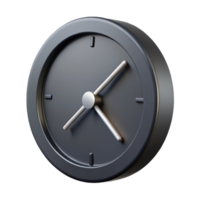reflective wonderful Modern minimalist wall clock with sleek metal hands, matte black finish, studio lighting, side view, isolateon transparent background,high-resolution product photography detailed png