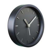 magnificent remarkable Modern minimalist wall clock with sleek metal hands, matte black finish, studio lighting, side view, isolateon transparent background,high-resolution product photography png