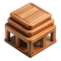 striking intense art deco Small wooden nesting tables, stacked, visible woograin, studio lighting, isolateon transparent background,high-resolution product photography high resolution png