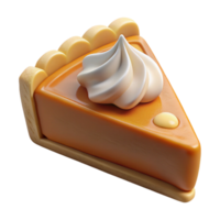 mesmerizing iconic Pumpkin pie slice with whippecream topping, golden crust, studio lighting, side view, isolateon transparent background,high-resolution product photography png