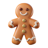 reflective gorgeous Gingerbreaman cookie with icing details, realistic texture, studio lighting, front view, isolateon transparent background,high-resolution product photography elite png