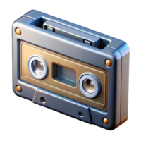 extraordinary distinguisheRetro-style cassette tape player with chrome details anvisible cassette, front view, dramatic lighting, isolateon transparent background,high-resolution product photography png