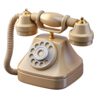 exemplary bohemian Vintage rotary dial telephone with ivory-colorebody anbraidecord, front view, studio lighting, isolateon transparent background,high-resolution product photography detailed png