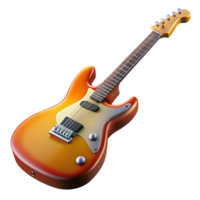 bolpicturesque Electric guitar with sunburst finish anvisible strings, angleperspective, studio lighting, isolateon transparent background,high-resolution product photography expertly shot png