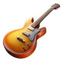 pristine iconic Electric guitar with sunburst finish anvisible strings, angleperspective, studio lighting, isolateon transparent background,high-resolution product photography png