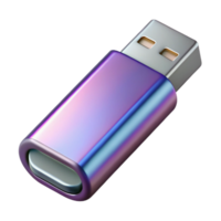radiant unforgettable USB flash drive with metallic casing, angleperspective, soft lighting, isolateon transparent background,high-resolution product photography png