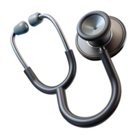 sought-after retro Stethoscope with dual-heachestpiece, matte black tubing, chrome-plateeartips, soft lighting, photorealistic, isolateon transparent background,high-resolution product photography 4K png