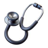striking notable Stethoscope with dual-heachestpiece, matte black tubing, chrome-plateeartips, soft lighting, photorealistic, isolateon transparent background,high-resolution product photography png