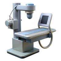 fascinating iconic X-ray machine with adjustable arm, digital display, leashielding, studio lighting, side view, photorealistic, with transparent background,high-resolution product photography png
