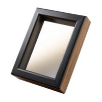 tranquil beautiful Simple black wooden frame, matte finish, slight woograin texture, soft lighting, render, isolateon transparent background,high-resolution product photography luxury png