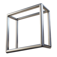 sought-after abstract Thin metal frame with a brushesilver finish, minimalist design, studio lighting, render, isolateon transparent background,high-resolution product photography high quality png
