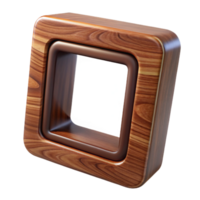 sumptuous retro Square frame made of polishedark walnut wood, smooth surface, visible woograin, studio lighting, render, isolateon transparent background,high-resolution product photography artisan png