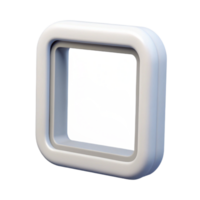 hypnotic modern Simple white plastic frame, matte finish, smooth surface, studio lighting, front view, render, with transparent background,high-resolution product photography refined png