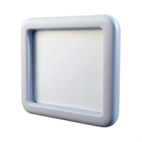 passionate elegant Simple white plastic frame, matte finish, smooth surface, studio lighting, front view, render, with transparent background,high-resolution product photography museum quality png
