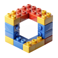 elegant memorable Frame made of LEGO bricks, bright primary colors, interlocking pieces, studio lighting, render, with transparent background,high-resolution product photography png