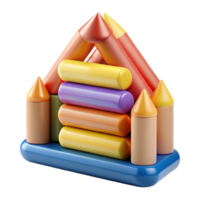 dreamy fascinating Frame made of stackeangluepencils, colorful wood, studio lighting, front view, render, with transparent background,high-resolution product photography studio quality png