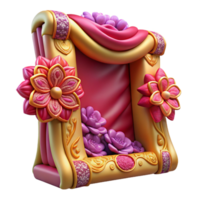 standout creative Embroiderefabric frame with floral patterns, vibrant silk threads, soft lighting, front view, render, with transparent background,high-resolution product photography ultra HD png