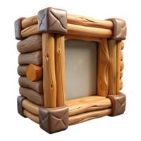 elegant coveteRustic wooden frame with bark edges, natural texture, soft lighting, render, with transparent background,high-resolution product photography png