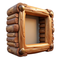 spectacular joyful minimalist Rustic wooden frame with bark edges, natural texture, soft lighting, render, with transparent background,high-resolution product photography sharp png