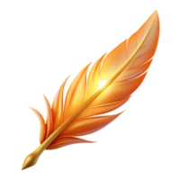 beautiful ethereal urban A shimmering phoenix feather, emitting a faint orange glow, soft lighting, front view, isolateon transparent background,high-resolution product photography sharp png