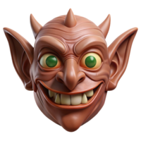 beautiful unforgettable A single, intricately carvewooden troll mask, with exaggeratefeatures, dramatic lighting, front view, isolateon transparent background,high-resolution product photography png