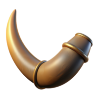 captivating standout A realistic, chitinous minotaur horn, textureanslightly curved, dramatic lighting, isolateon transparent background,high-resolution product photography png
