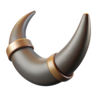 magnificent elegant A realistic, chitinous minotaur horn, textureanslightly curved, dramatic lighting, isolateon transparent background,high-resolution product photography masterfully captured png