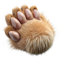 radiant coveteA realistic, furry sphinx paw, detailetextures of fur anclaws, studio lighting, top-down view, isolateon transparent background,high-resolution product photography png