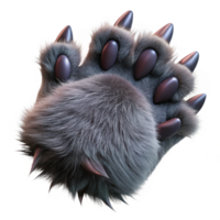 immaculate vintage A realistic, furry werewolf paw, with extendeclaws, dramatic lighting, top-down view, isolateon transparent background,high-resolution product photography impeccable png
