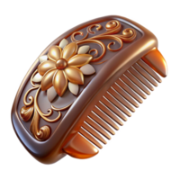 celebratecreative Art Nouveau hair comb, tortoiseshell ansilver, floral motif, soft lighting, side view, icon style, isolateon transparent background,high-resolution product photography ultra HD png
