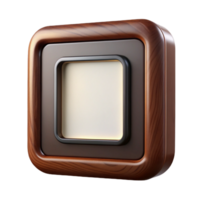 tranquil serene Vintage square frame, dark wood, simple design, soft lighting, front view, icon style, isolateon transparent background,high-resolution product photography luxury png