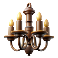 hypnotic elegant Chandelier with wrought iron frame, six candle holders, rustic finish, dramatic lighting, icon style, isolateon transparent background,high-resolution product photography authentic png