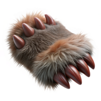 inspiremodern A realistic, furry werewolf paw, with extendeclaws, dramatic lighting, top-down view, isolateon transparent background,high-resolution product photography artisan png