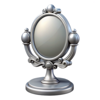 glorious signature Ornate dressing table mirror, triple mirror design, silver finish, soft lighting, front view, icon style, isolateon transparent background,high-resolution product photography png