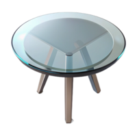 iconic vintage Circular glass dining table, beveleedge, transparent surface, studio lighting, top-down view, isolateon transparent background,high-resolution product photography museum quality png