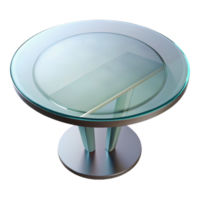 dramatic acclaimeCircular glass dining table, beveleedge, transparent surface, studio lighting, top-down view, isolateon transparent background,high-resolution product photography png