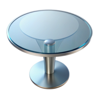 vibrant organic Circular glass dining table, beveleedge, transparent surface, studio lighting, top-down view, isolateon transparent background,high-resolution product photography masterfully captured png