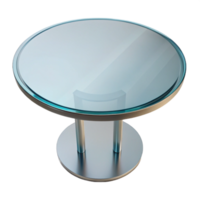 enchanting retro Circular glass dining table, beveleedge, transparent surface, studio lighting, top-down view, isolateon transparent background,high-resolution product photography perfect clarity png