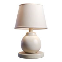 harmonious elegant White ceramic table lamp, cylindrical base, fabric shade, soft lighting, front view, isolateon transparent background,high-resolution product photography genuine png