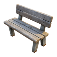 mysterious fascinating Rustic wooden bench, weatheregray finish, natural woograin, soft lighting, side view, isolateon transparent background,high-resolution product photography luxury png