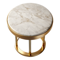 calm alluring Small rounside table, marble top, golmetal base, studio lighting, top-down view, isolateon transparent background,high-resolution product photography masterfully captured png