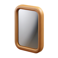 spectacular standout Wall-mountemirror, rectangular shape, wooden frame, studio lighting, front view, isolateon transparent background,high-resolution product photography png