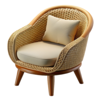 acclaimetraditional Wicker patio chair, curveback, cushioneseat, soft lighting, side view, isolateon transparent background,high-resolution product photography flawless png